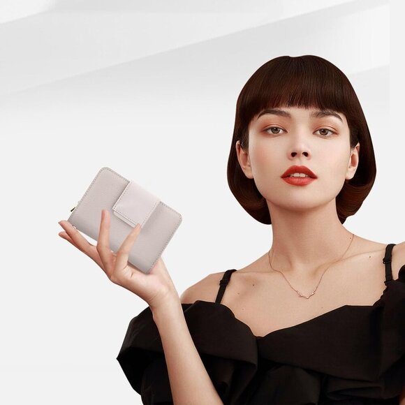 Small Leather Wallet RFID Blocking Compact Bifold Purse Women Wristlet - Picture 6 of 6